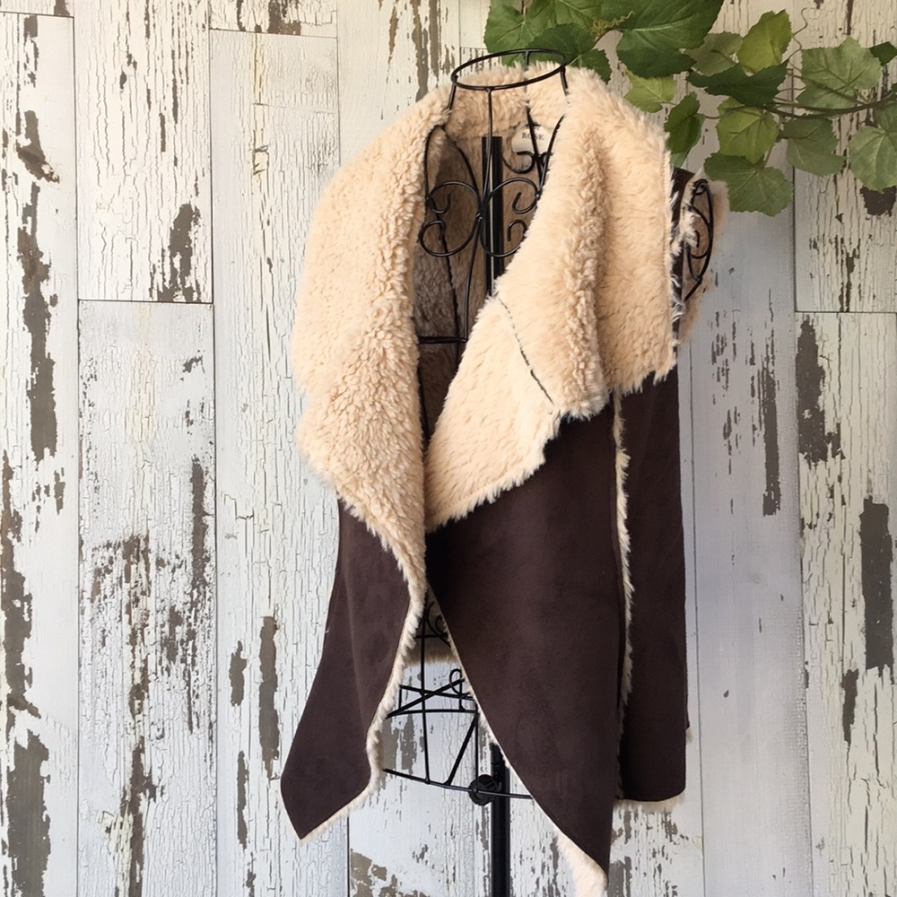 Faux suede and fur vest